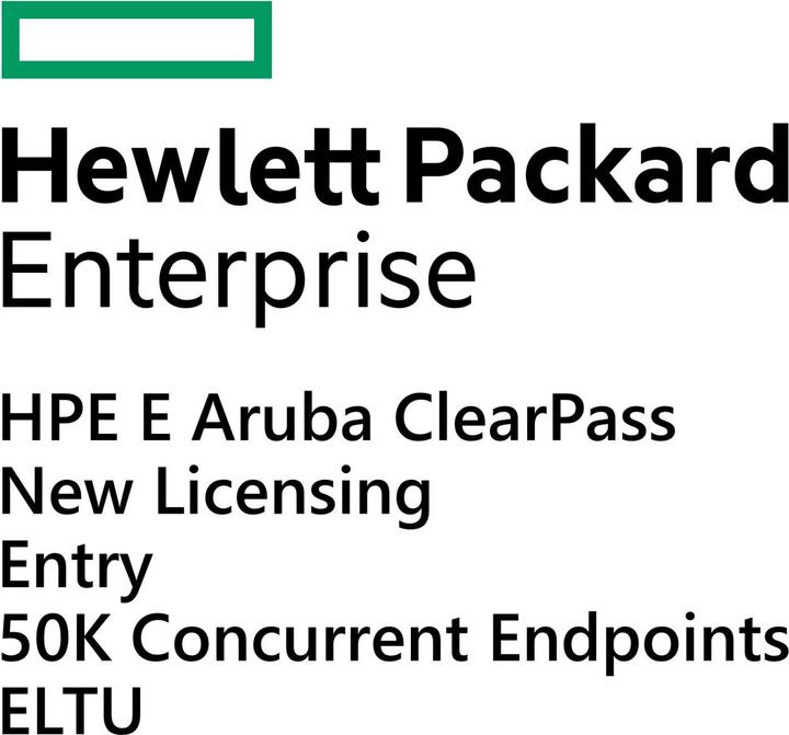 Image du produit HPE E Aruba ClearPass, New Licensing, Entry, 50K Concurrent Endpoints, E-LTU (50000 Dispositifs)