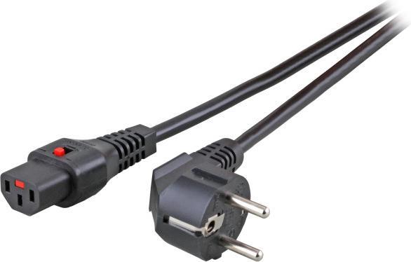 EFB Elektronik EFB Netzkabel Schutzk. 90°-C13 180°,IEC Lock,sw,1.5m,3x1,00 (1.50 m)