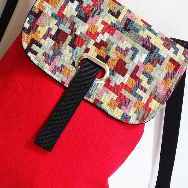 Immagine prodotto Only-Bags.Store Zaino in tela di cotone rossa con zip e scomparto sicuro, zaino LapTop