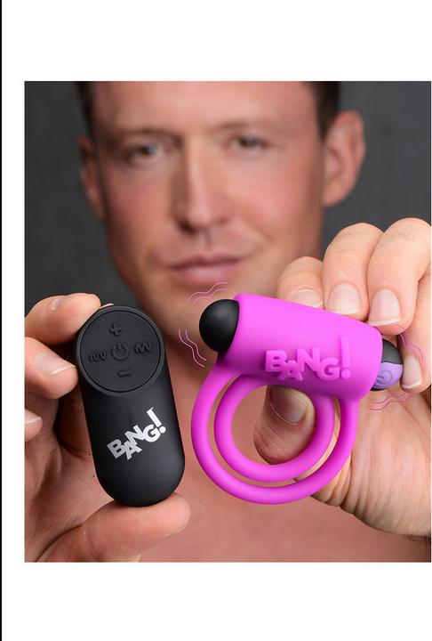 Actual product image XR Brands Silicone Cock Ring & Bullet with Remote Control (7.70 cm)