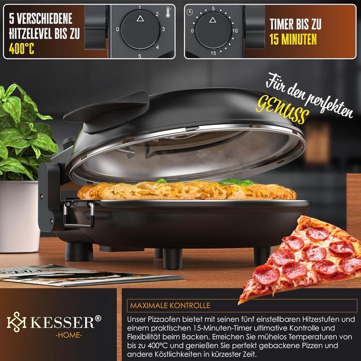 Produktbild Kesser Pizza-Ofen mit feuerfester Steinplatte & Timer