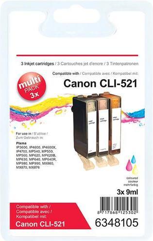 Office Depot Tintenpatrone Kompatibel Canon CLI-521C/M/Y Cyan, Magenta, Gelb