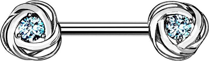 Produktbild Star Piercing Barbell silber Rosenblüte Kristall aqua (Chirurgenstahl 316L, Messing)