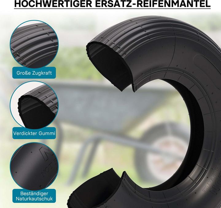 Actual product image Wiltec Wheelbarrow Tyre for pneumatic wheels 400x100 4.00-8