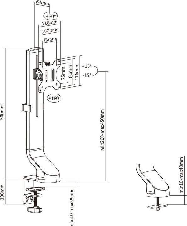 Immagine prodotto Supporto da tavolo per monitor, 1 schermo fino a 32ö, con vite a testa zigrinata (Tavolo, 32")