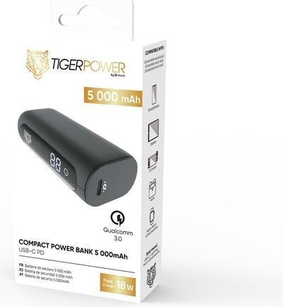 Actual product image Muvit Tiger Power Powerbank 5000mah Pd + Qc Avec 2 Cable Type C Noir (5000 mAh, 18 W)