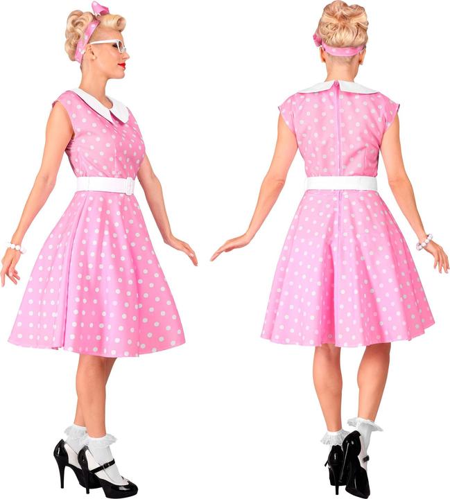 Actual product image Widmann 50's ROCK'N'ROLL FASHION ROSA (dress with petticoat, belt, hairband), M (M)