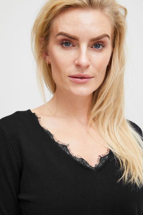 Image du produit Pulz Jeans PZSARA Pull à col en V en dentelle - 50207566 (S)