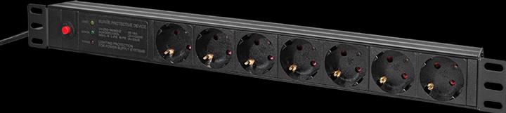 Produktbild LogiLink 19" Steckdosenleiste 7-fach, mit Netzfilter u. Überlastschutz (7 x, CEE 7/7, 2 m)