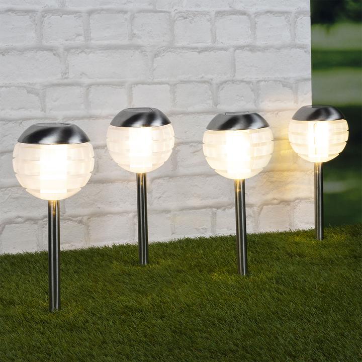 Image du produit HI LED-Kugelleuchte mit Erdspiess, Edelstahl, 4er-Set