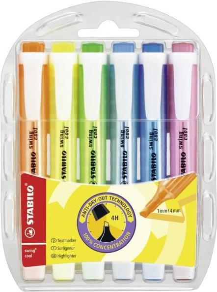Immagine prodotto STABILO evidenziatore swing cool (Pink, Arancia, Giallo, Blu, Verde, Turchese, 4 mm, 6 x)