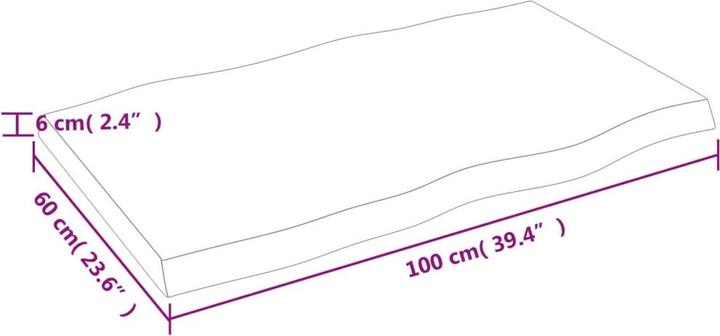 Image du produit VidaXL Tischplatte 100x60x6 cm Massivholz Eiche Behandelt (100 x 60 x 6 cm)