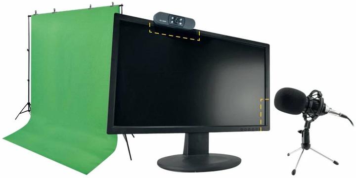 Immagine prodotto Steelplay Pacchetto Pro HD Streamers 4 in 1 Microfono + Webcam + Greenscreen + Treppiedi (2 Mpx)