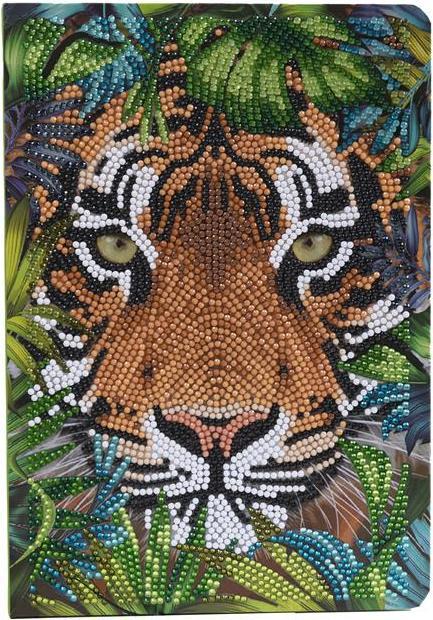 Craft Buddy Tiger im Wald, Crystal Art Notizbuch 18x26cm
