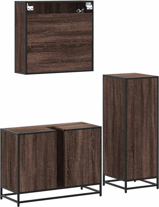 Immagine prodotto VidaXL Set di mobili da bagno a 3 pezzi Set di mobili da bagno in legno effetto rovere marrone