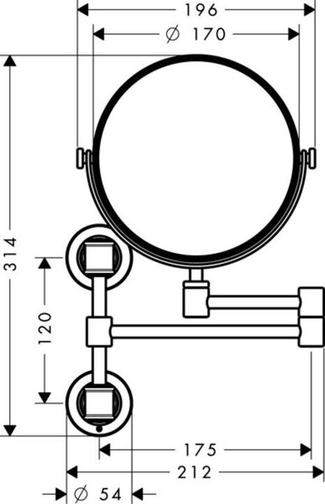 Actual product image Axor MONTREUX wall-mounted shaving mirror brushed nickel
