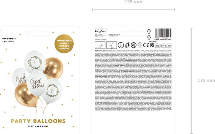 Actual product image Partydeco Balloons 30 cm, God Bless, mix (1 pkt / 6 pc.) (1 x)