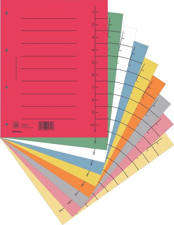 Produktbild Donau Register, karton, a4, 235x300mm, 1-10, 10 blatt, farbig sortiert