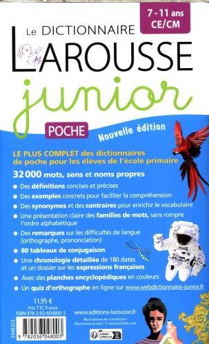 Immagine prodotto Le dictionnaire Larousse junior poche, 7-11 ans, CE-CM (Francese, Collettività, 2024)