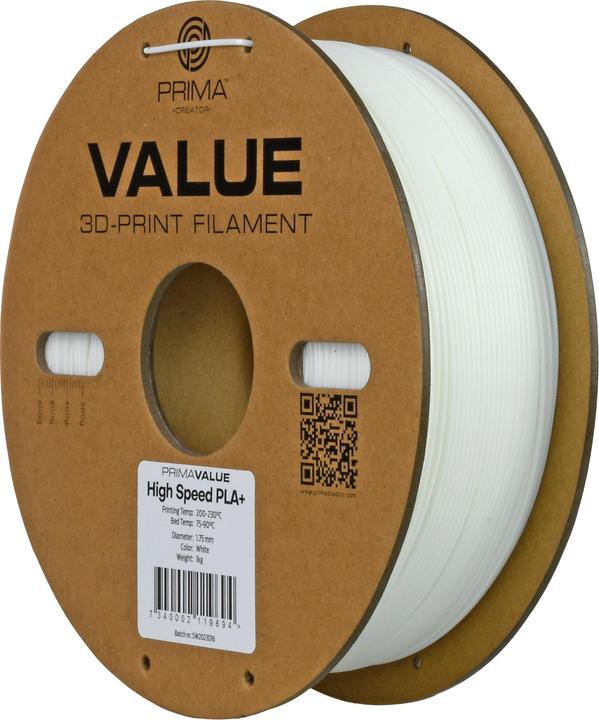 Image du produit Prima Creator PrimaValue PLA+ High Speed -filamentti 3D -tulostimeen,, valkoinen (PLA, 1.75 mm, 1320 g, Blanc)