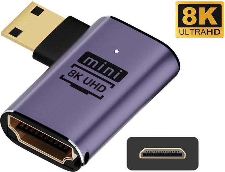 Produktbild PowerGuard Mini HDMI auf HDMI 2.1 90-Grad Winkel Left Adapter (Mini HDMI)