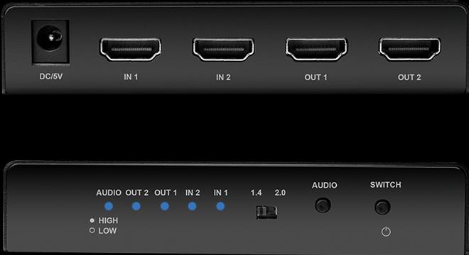 Produktbild LogiLink HDMI-Switch, 2x2-Port, bidirekt, 4K/60 Hz, EDID, HDCP, HDR, Downscaler