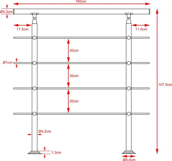 Image du produit Monzana Rampe d’escalier (Acier inoxydable)