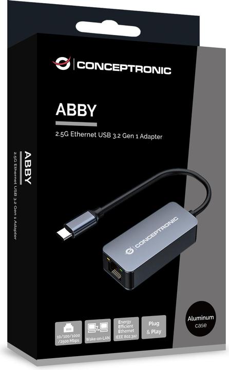Produktbild Conceptronic Adapter USB-C -> 10/100/1000/2500 (USB-C, RJ45 2.5 Gigabit Ethernet (1x))