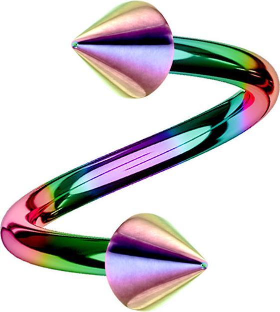 Image du produit Star Piercing Micro spirale colorée avec deux cônes (sans laiton, Acier chirurgical 316L)