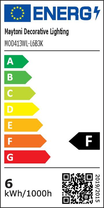 Label énergétique Maytoni Rotta LED Applique murale, 6W Noir Blanc Chaud (400 lm)