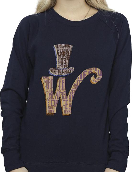 Actual product image Willy Wonka & the Chocolate Factory Womens/Ladies W Logo Hat Sweatshirt (4XL)