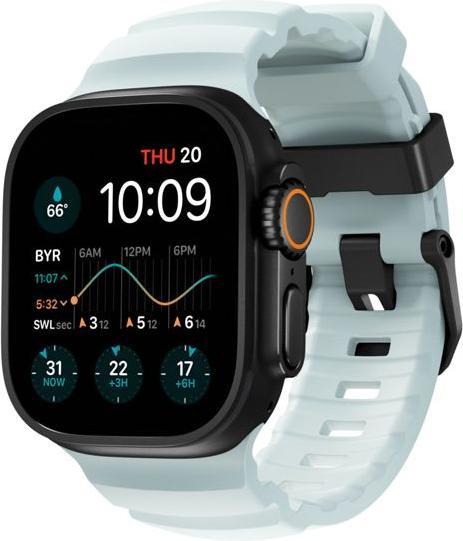 Actual product image Nomad Rocky Point Band 46/49mm Icy Blue Glow Connector Black (Fluororubber)