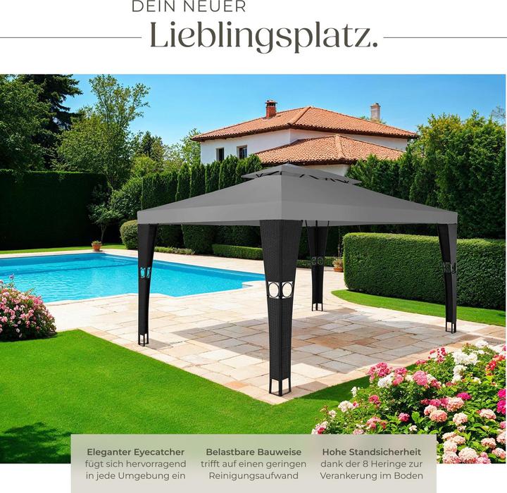 Actual product image tectake Rattan garden gazebo (400 cm, 300 cm)