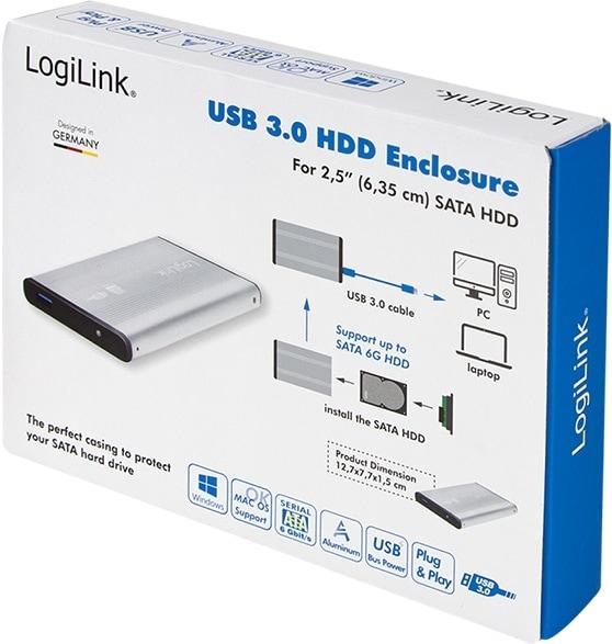 Actual product image LogiLink UA0106A - Enclosure for HDD 2.5 SATA USB 3.0 Silver (2.5")