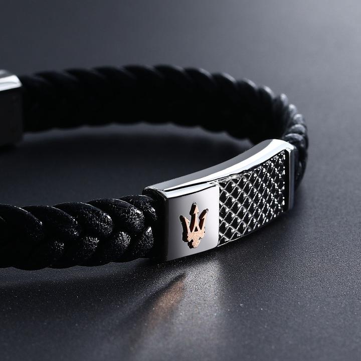 Produktbild Maserati Armband (19 cm, Edelstahl, Leder)
