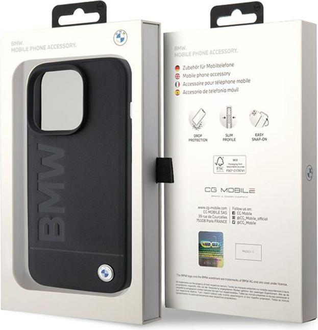 Image du produit BMW BMHMP15LSLLBK iPhone 15 Pro 6.1" czarny/black MagSafe Leather Hot Stamp (Apple iPhone 15 Pro)