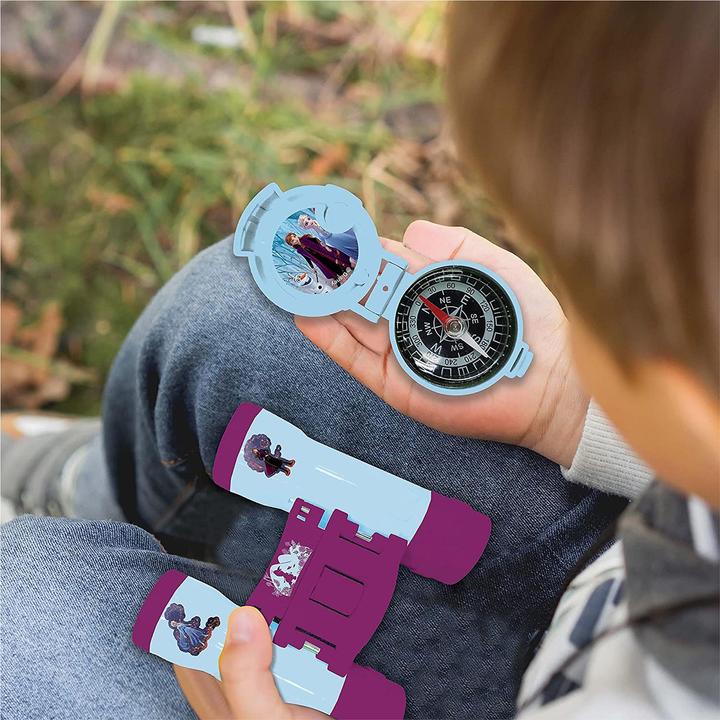Immagine prodotto Lexibook Set avventura Disney Frozen con 2 walkie talkie fino a 120 metri di distanza, binocolo, torcia e