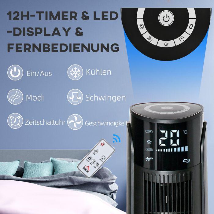 Image du produit Swisshandel24 Luftkühler Turmventilator mit Wasserkühlung Fernbedienung, 12h Timer, 4 Modi (58.20 dB)