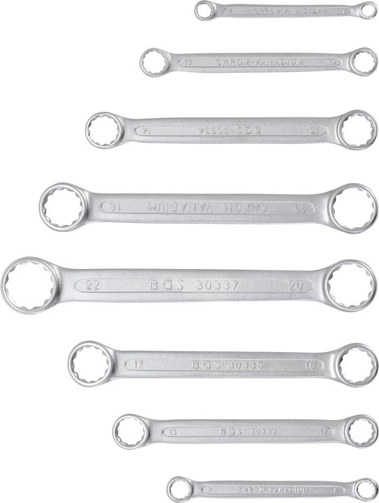 BGS Doppel-Ringschlüssel-Satz extra flach SW 6 - 22 mm 8-tlg. (22 mm, 19 mm, 7 mm, 15 mm, 13 mm, 17 mm, 9 mm, 11 mm, 18 mm, 14 mm, 6 mm, 12 mm, 21 mm, 16 mm, 20 mm, 10  mm, 8 mm)