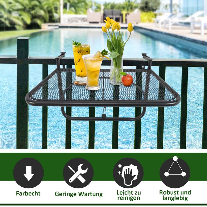 Image du produit Outsunny Table suspendue pour balcon réglable en hauteur (60 cm)