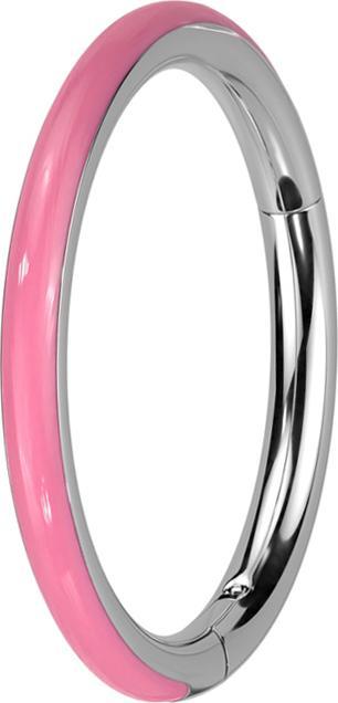 Star Piercing Micro Segmentring klappbar silber seitlich pink "Glow" (ohne Messing, Titan G23)