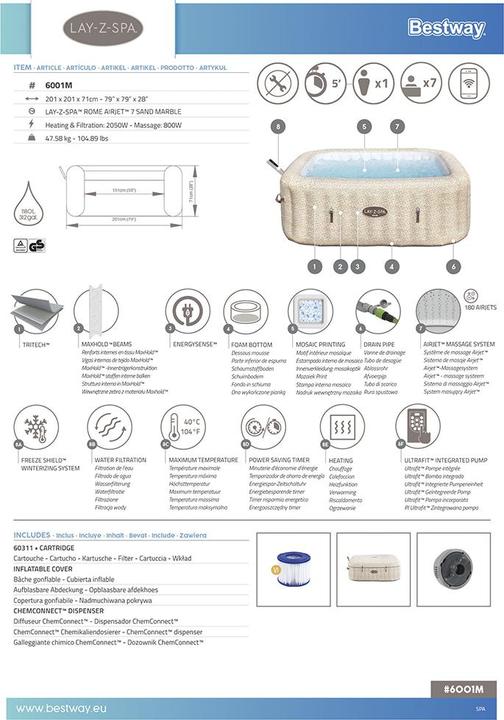 Immagine prodotto Bestway Lay-Z-Spa Roma MaxHoldEnergySense Ultra (7 pers.)