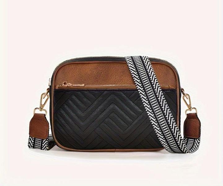 Only-Bags.Store Simple Colorblock Mini Square Zipper sac à bandoulière, détail matelassé sac à bandoulière avec