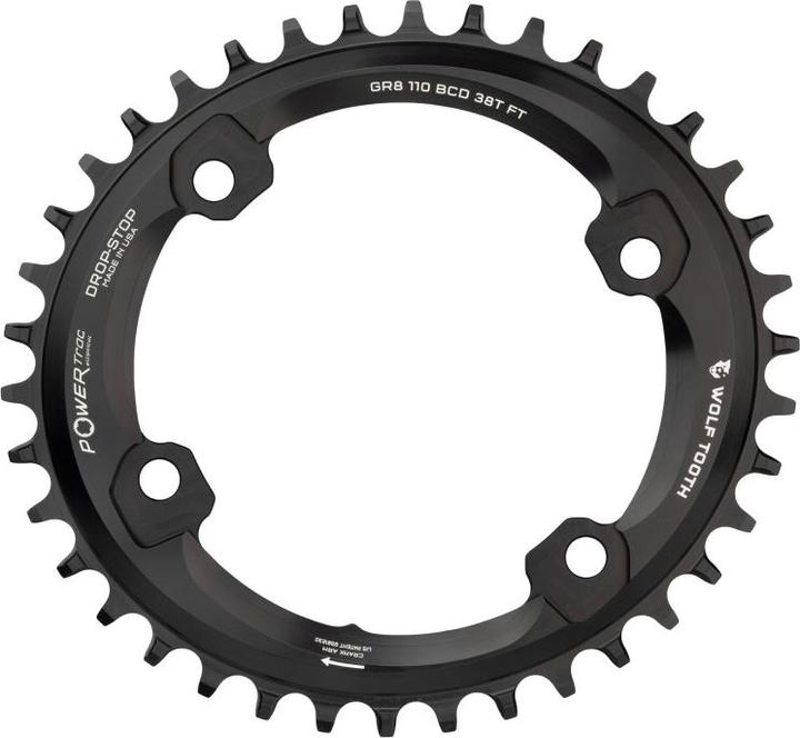 Actual product image Wolf Tooth PowerTrac Elliptical Shimano GRX chainring, 110BCD, 4-hole, 46 t., black (46)
