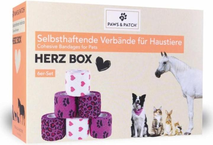 Immagine prodotto Paws & Patch Paws and Patch Bende autoadesive HEART BOX 5x5cm (set di 6) (Cane, Gatto, Cavallo, Roditori, Uccello)