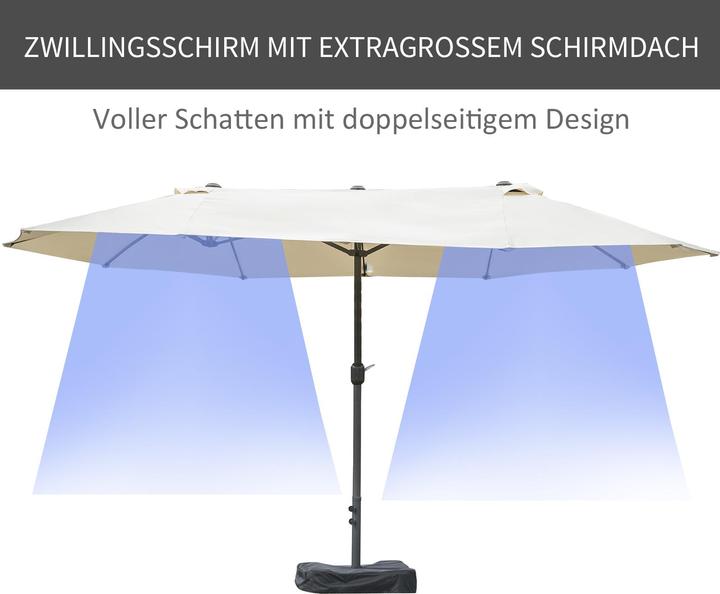 Actual product image Outsunny Double parasol with hand crank (2.70 m)