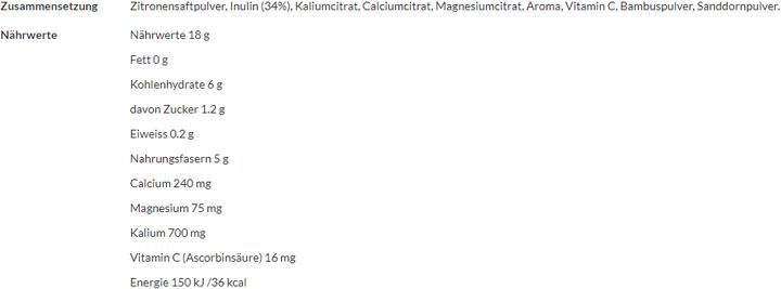 Nährwerte und Zutaten Morga Basen Drink organisch (1 Stück, Flüssigkeit, 375 g)