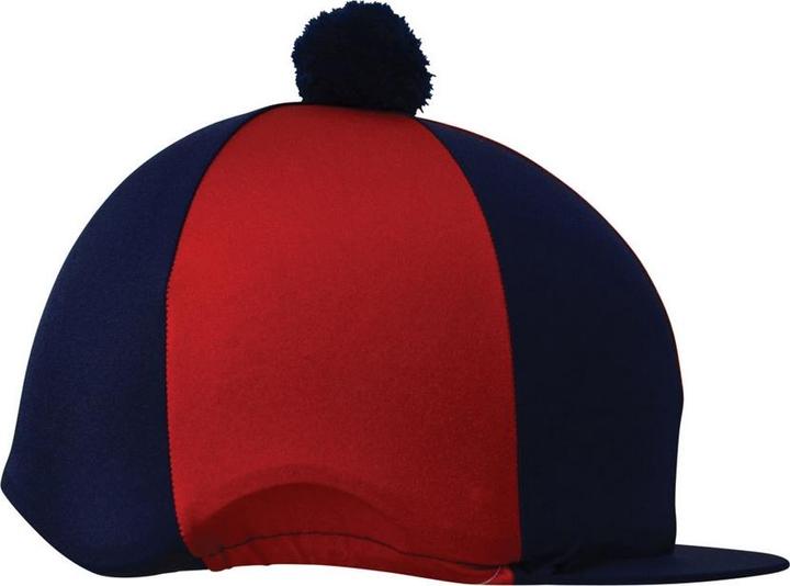 Hy LycraReithelmüberzug mit Bommel seidig glänzend zweifarbig (One Size)