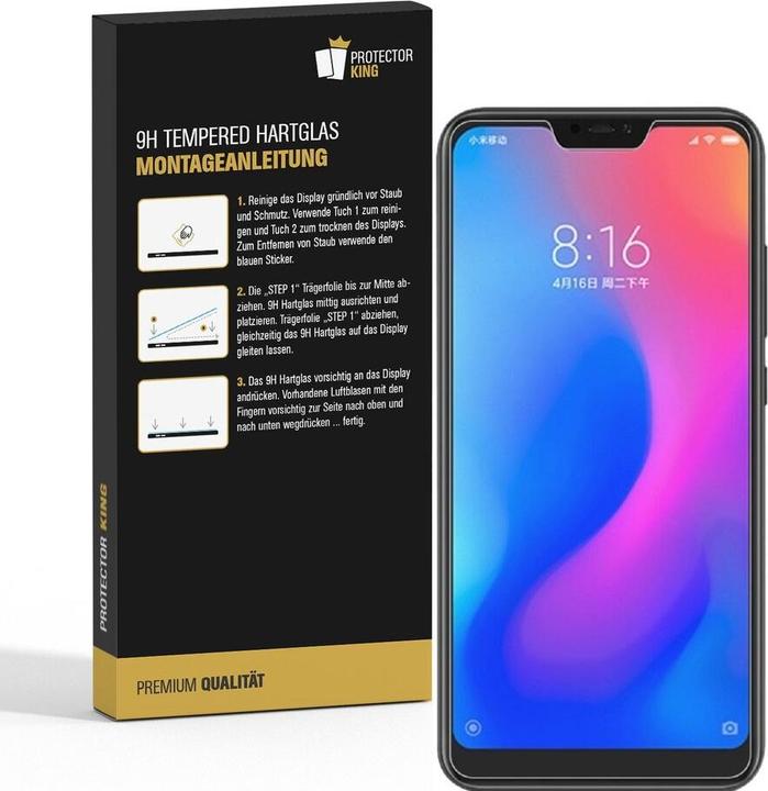 Actual product image Protectorking 1x real tempered 9H armoured glass 3D CLEAR (1 Piece, Xiaomi Redmi Note 6 Pro)