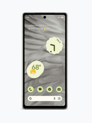 Produktbild Google Pixel 7a (128 GB, Snow, 6.10", SIM + eSIM, 64 Mpx, 5G)